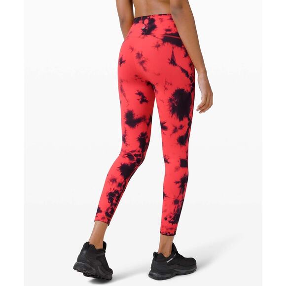 Lululemon Wunder Train High-Rise Tight 25" *Wash Tie Dye Carnation Red Black - Picture 11 of 14